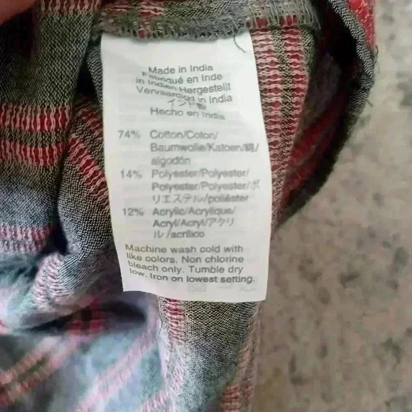 Madewell Womens Gray and Red Striped Bubble-Sleeve Peplum Top M - Picture 14 of 16